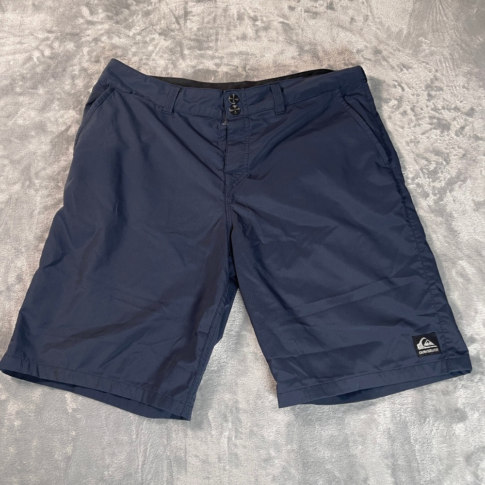 Quiksilver Mens Navy Blue‎ Boardshorts Swim Trunks Logo Detail Size 32